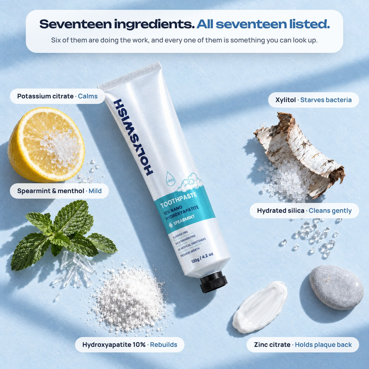 Seventeen ingredients, all seventeen listed