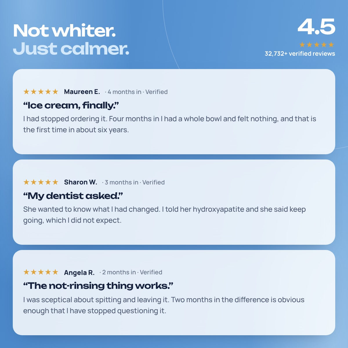 Customer reviews: not whiter, just calmer