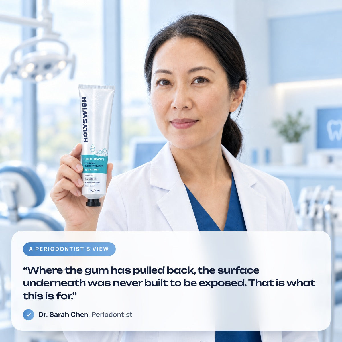 Dr. Sarah Chen, Periodontist, on hydroxyapatite toothpaste