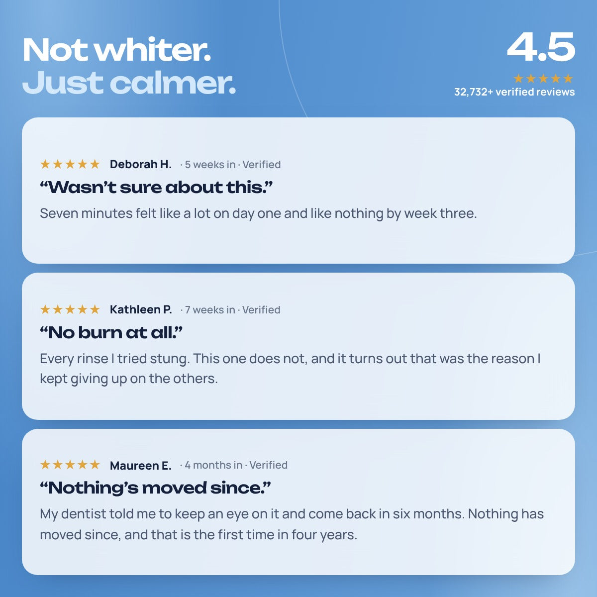 Customer reviews: not whiter, just calmer